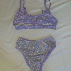 Shimmering Purple Bikini Set/Rave Wear